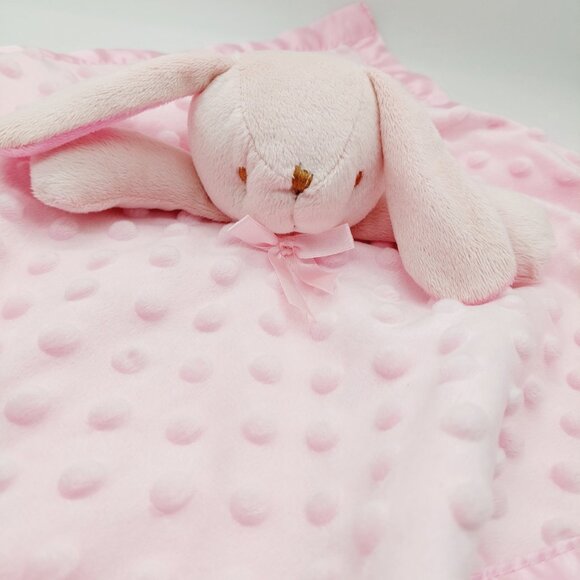 Pro Goleem Bunny Rabbit Security Blanket Lovey Toy 16" Soft Pink Plush Minky - Picture 2 of 5